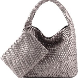 Woven Bag for Women Vegan Leather Tote Bag Large